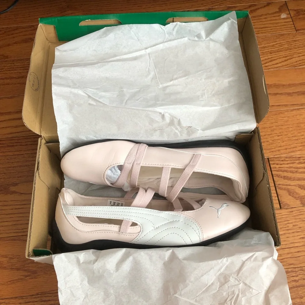 Puma Speedcat Metallic Pink White Ballet-Style Slip-On Sneakers Women’s Size 8.5